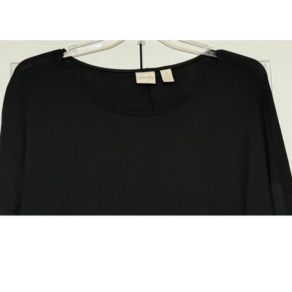 Chico's Black and Plaid Tunic, Size 2 - Picture 3 of 6